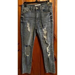 Kancan high rise distressed straight leg jeans size 7/27